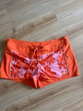 Roxy Orange and Pink Floral Swim Bermudas